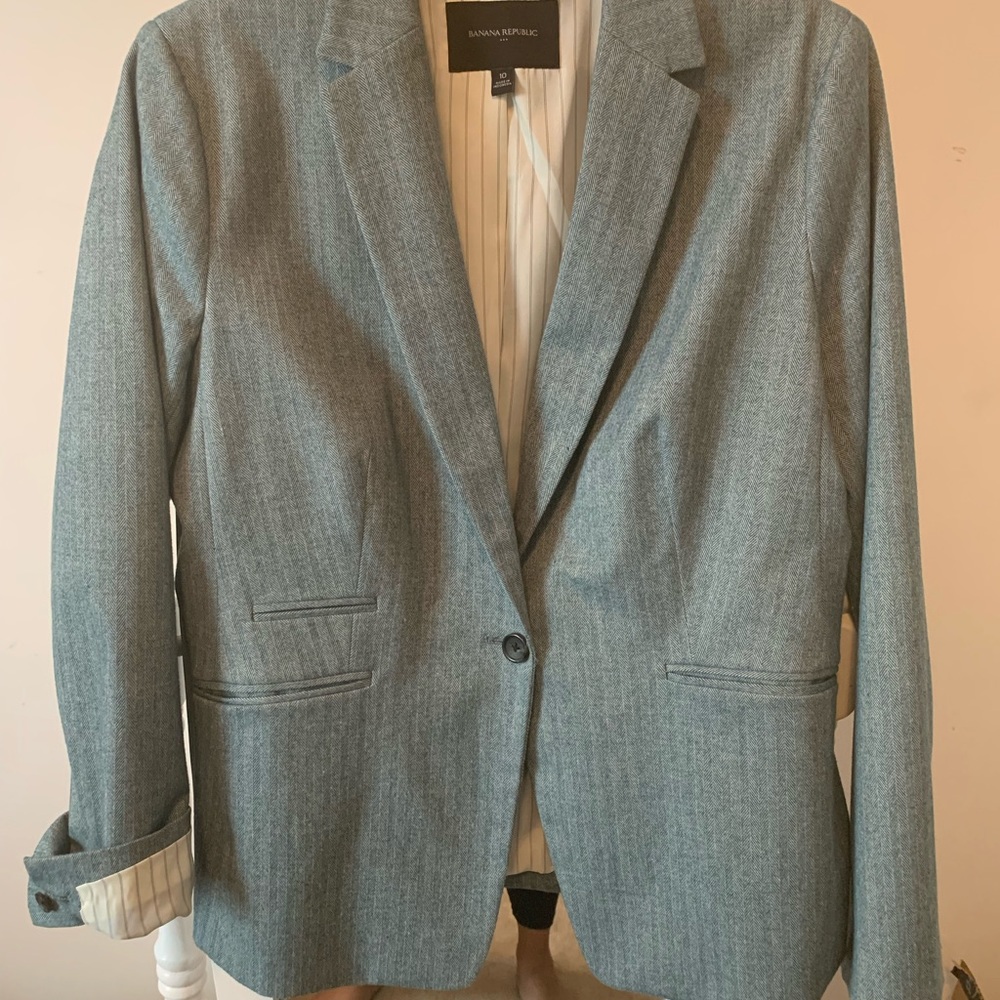 Teal Green Twill banana Republic suit blazer.